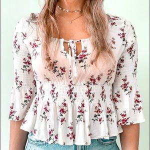 white floral top